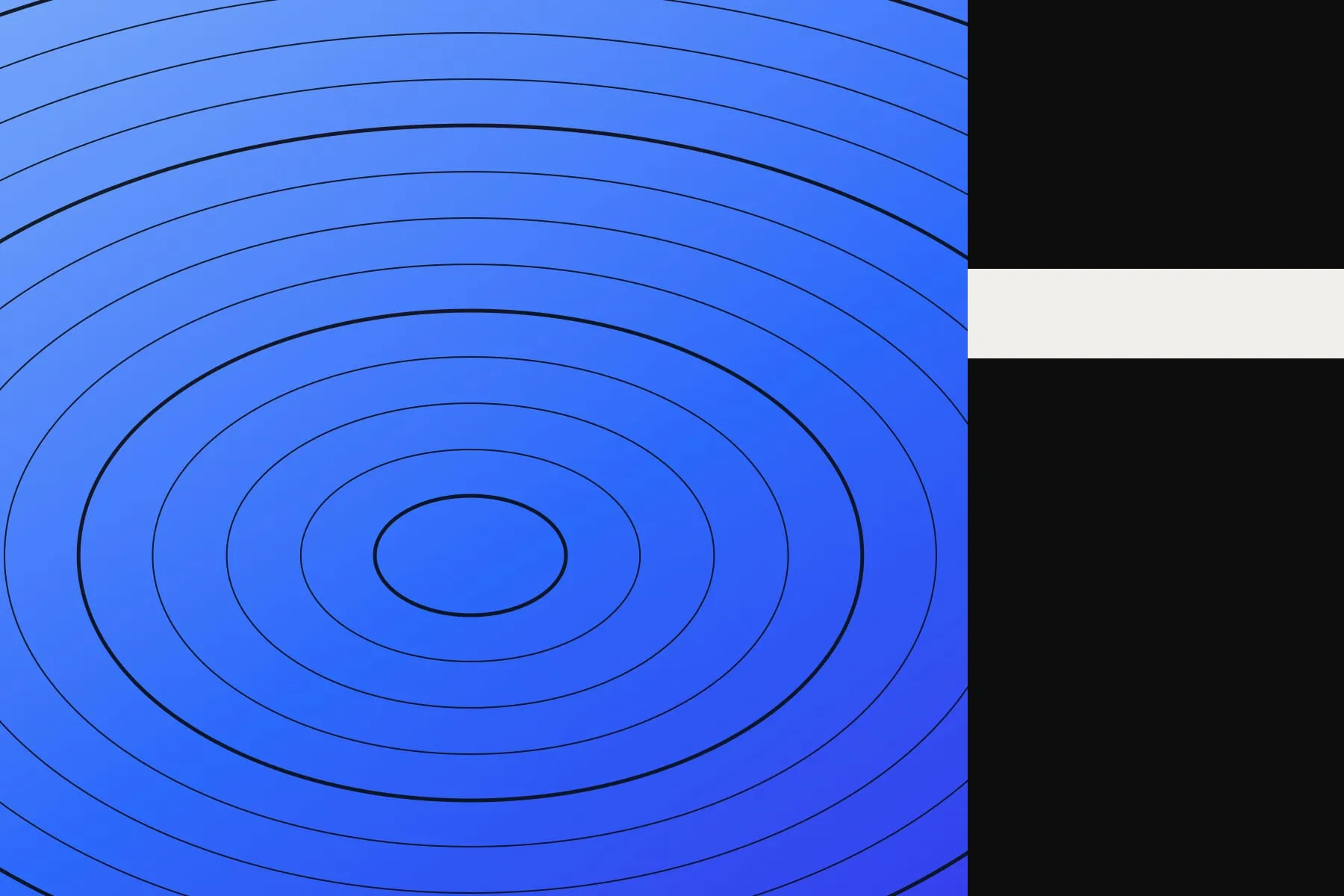 Concentric contour lines in black over an electric-blue field, with a black column at the right edge.